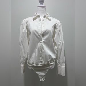 Anthropologie Mare Mare white button up bodysuit